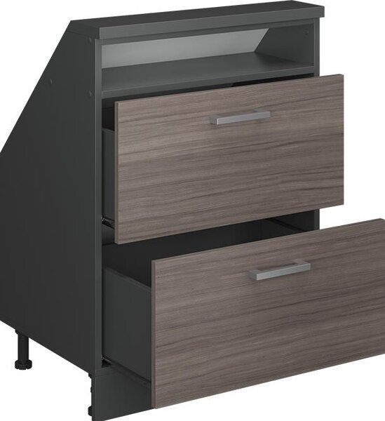 Kuchyňská skříňka pod šikmou střechu Vicco R-Line Ušlechtilá šedá 60 cm se 2 zásuvkami, Model 58213