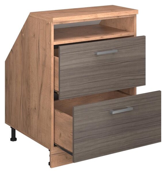 Kuchyňská skříňka pod šikmou střechu Vicco R-Line Ušlechtilá šedá 60 cm se 2 zásuvkami, korpus skříně hloubka 60 cm, Model 60307