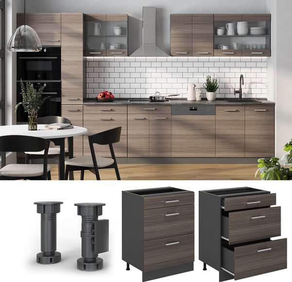 Spodní skříňka kuchyňské linky Vicco R-Line Ušlechtilá šedá 60 cm se zásuvkami, PD Antracit, Model 54041