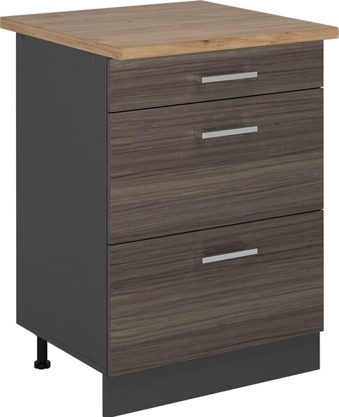 Spodní skříňka kuchyňské linky Vicco R-Line Ušlechtilá šedá 60 cm se zásuvkami, PD Dub, Model 53455
