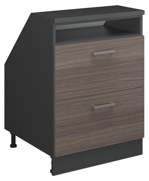 Kuchyňská skříňka pod šikmou střechu Vicco R-Line Ušlechtilá šedá 60 cm se 2 zásuvkami, korpus skříně hloubka 60 cm, Model 60032