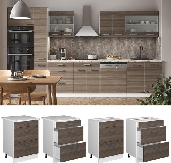 Spodní skříňka kuchyňské linky Vicco R-Line Ušlechtilá šedá 60 cm se zásuvkami, PD Antracit, Model 46927