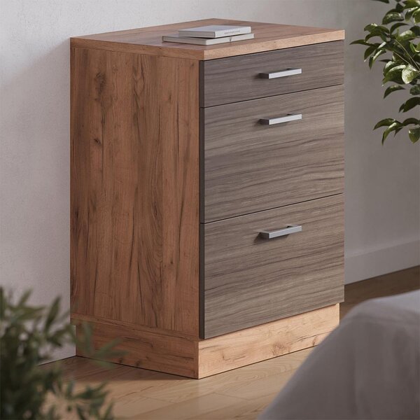 Kuchyňská skříňka pod šikmou střechu Vicco R-Line Ušlechtilá šedá 60 cm bez šikminy se 3 zásuvkami, Model 61714