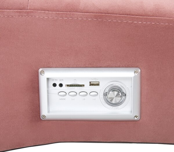 Lenoška SIMORRE Umělý samet Pastelově růžová s reproduktorem Bluetooth