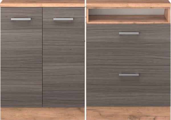 Kuchyňská skříňka pod šikmou střechu Vicco R-Line Ušlechtilá šedá 120 cm Sada 2 kusů, Model 58109