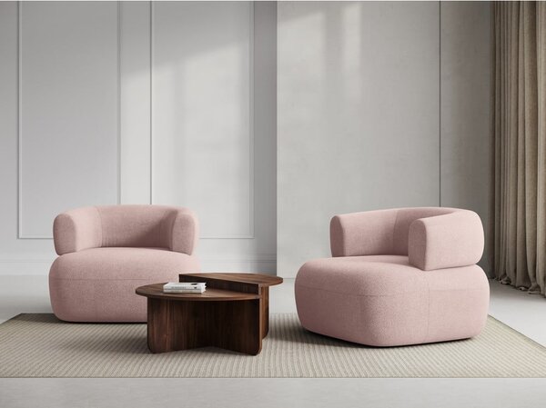Světle růžové křeslo z textilie bouclé Jenny – Micadoni Home