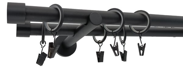 Kovovégarnýže.cz Garnýž Rullo modern 19 mm černá matná Varianta jednořadá nebo dvouřadá: Jednořadá, Délka: 140 cm, Uchycení látky: Bez kroužků (na tunýlek)