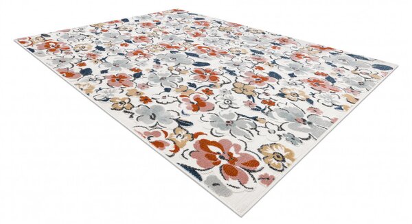 Dywany Łuszczów, Kusový koberec Botanic 65239 flowers ecru – na ven i na doma, 78x150, vícebarevná, chodba / předsíň