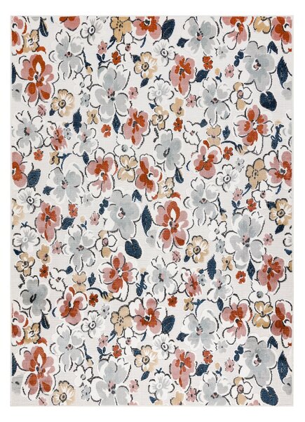 Dywany Łuszczów, Kusový koberec Botanic 65239 flowers ecru – na ven i na doma, 78x150, vícebarevná, chodba / předsíň