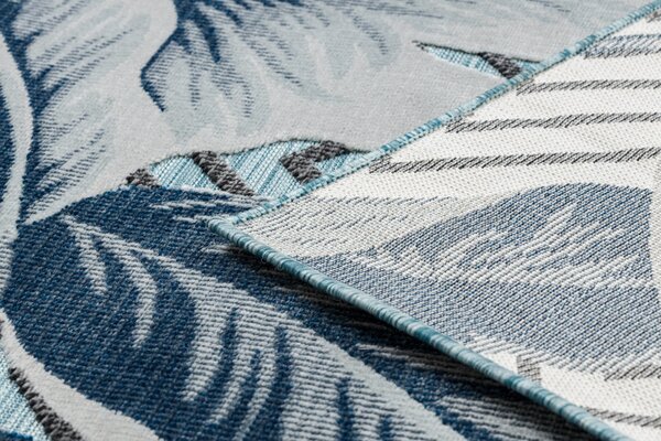 Dywany Łuszczów, Kusový koberec Botanic 65242 Feathers aqua – na ven i na doma, 78x150, modrá, chodba / předsíň
