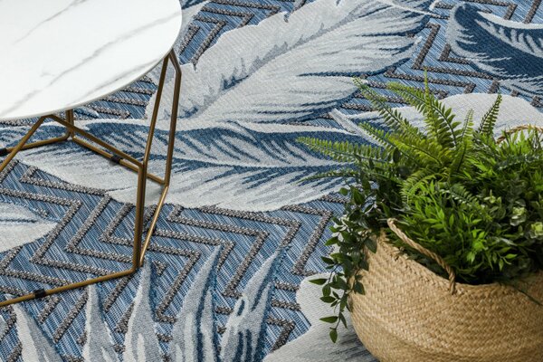Dywany Łuszczów, Kusový koberec Botanic 65242 Feathers navy – na ven i na doma, 117x170, modrá, chodba / předsíň