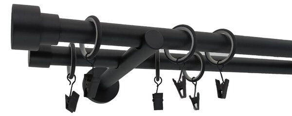 Kovovégarnýže.cz Garnýž Goddo modern 19 mm černá matná Varianta jednořadá nebo dvouřadá: Jednořadá, Délka: 120 cm, Uchycení látky: Kroužky s žabkou