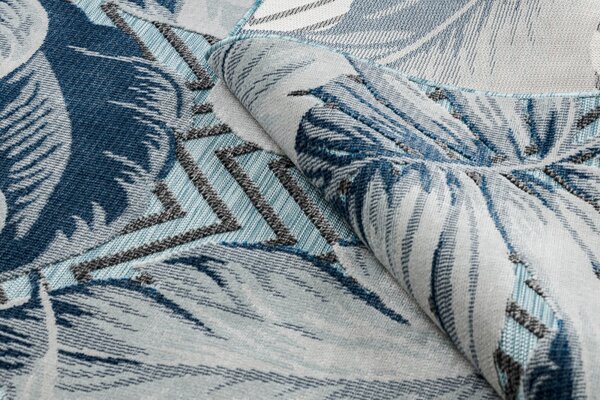 Dywany Łuszczów, Kusový koberec Botanic 65242 Feathers aqua – na ven i na doma, 78x150, modrá, chodba / předsíň