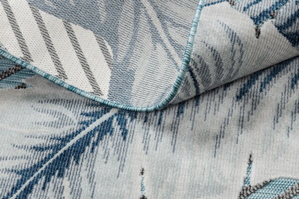 Dywany Łuszczów, Kusový koberec Botanic 65242 Feathers aqua – na ven i na doma, 78x150, modrá, chodba / předsíň
