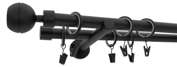 Kovovégarnýže.cz Garnýž Smola modern 19 mm černá matná Varianta jednořadá nebo dvouřadá: Jednořadá, Délka: 120 cm, Uchycení látky: Kroužky s žabkou