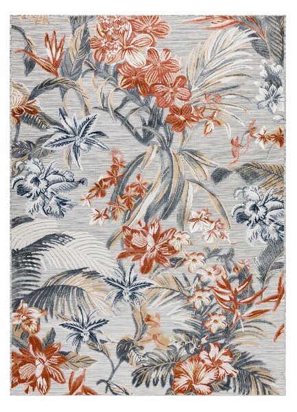 Dywany Łuszczów Kusový koberec Botanic 65262 flowers grey – na ven i na doma - 78x150 cm