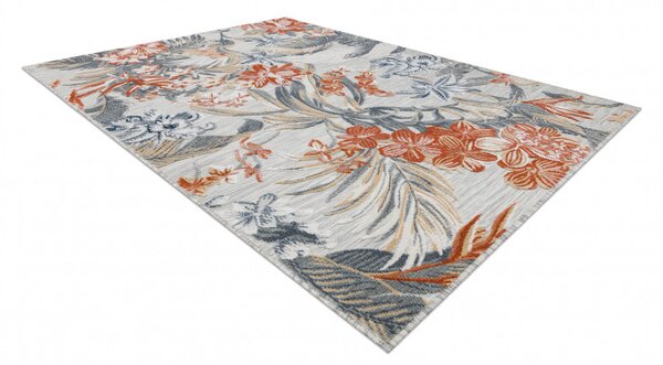 Dywany Łuszczów, Kusový koberec Botanic 65262 flowers grey – na ven i na doma, 117x170, vícebarevná, chodba / předsíň