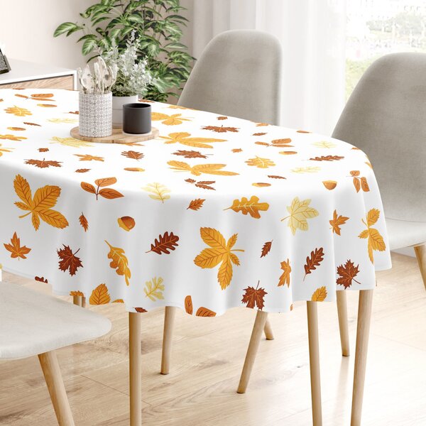 Goldea oválný ubrus 100% bavlněné plátno - podzimní listí 120 x 160 cm