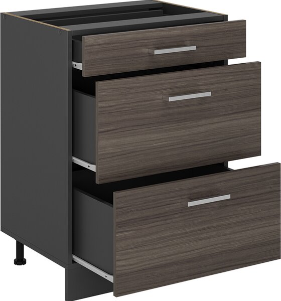Spodní skříňka kuchyňské linky Vicco R-Line Ušlechtilá šedá 60 cm se zásuvkami, bez pracovní desky, Model 53750