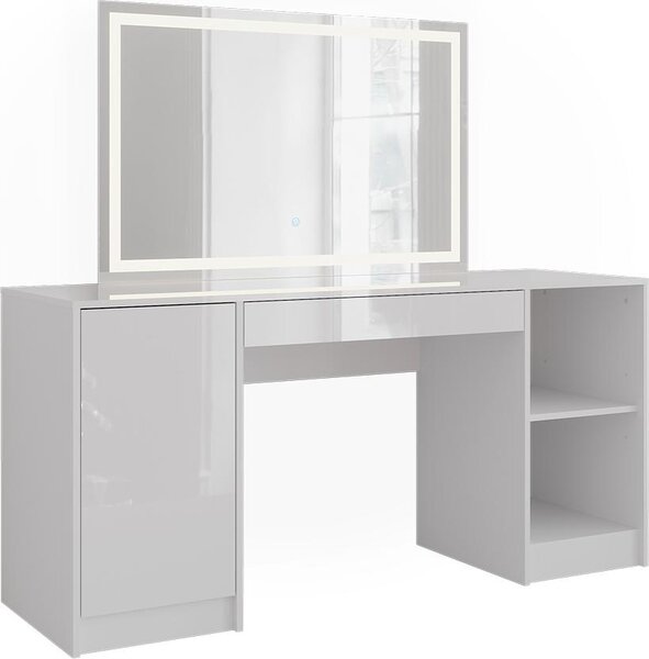 Toaletní stolek Vicco Sherry Bílá/bílý vysoký lesk 158.2 cm s LED zrcadlem, Model 57653