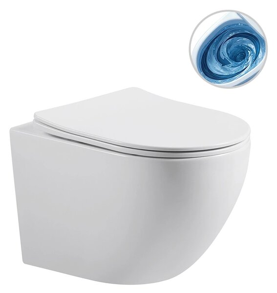 WC závěsné Cesso, Vortex - vírové splachování + Slim/SoftClose sedátko - bílá lesklá - 49x36 cm