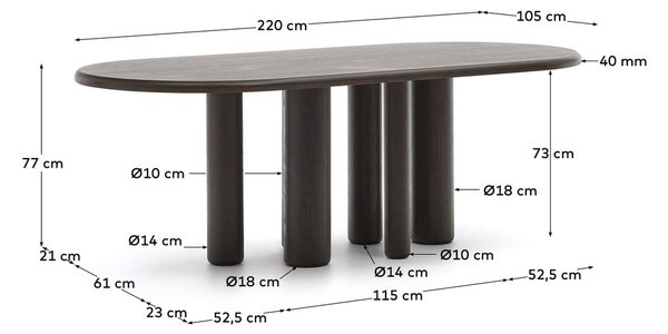 Jídelní stůl 105x220 cm Mailen – Kave Home