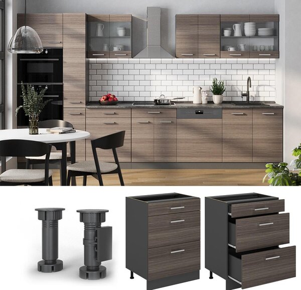 Spodní skříňka kuchyňské linky Vicco R-Line Ušlechtilá šedá 60 cm se zásuvkami, AP mramor, Model 54103