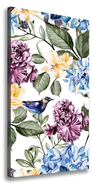 Vertikální Foto obraz na plátně Květiny a ptáci ocv-119136567
