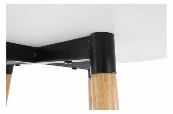 KONDELA Barový stůl, bílá/dub, průměr 60 cm, IMAM
