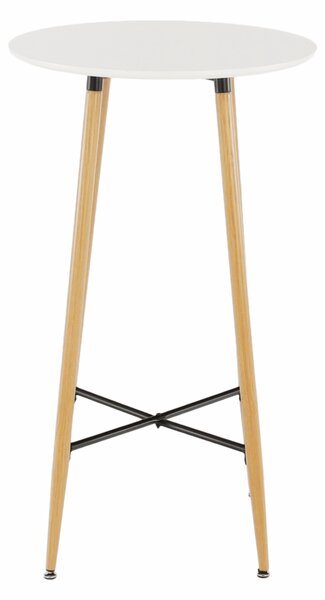 KONDELA Barový stůl, bílá/dub, průměr 60 cm, IMAM