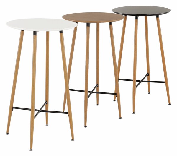 KONDELA Barový stůl, bílá/dub, průměr 60 cm, IMAM