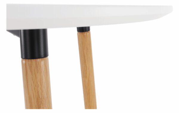 KONDELA Barový stůl, bílá/dub, průměr 60 cm, IMAM