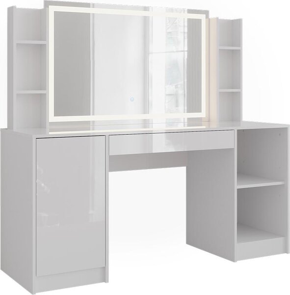 Toaletní stolek Vicco Sherry Bílá/Bílá vysoký lesk 158.2 cm se zrcadlem LED, Model 57650