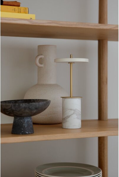 Krémová mramorová LED stmívatelná stolní lampa s kovovým stínidlem (výška 25,5 cm) Asteria Move Mini – UMAGE