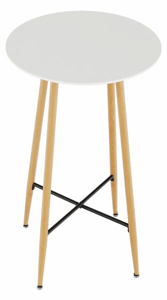 KONDELA Barový stůl, bílá/dub, průměr 60 cm, IMAM