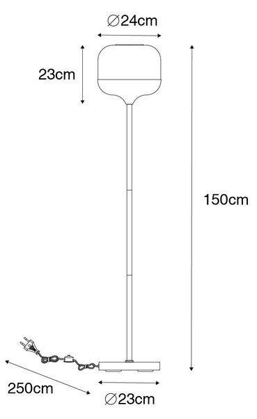 Designová stojací lampa černá se zlatem a kouřovým sklem - Kyan