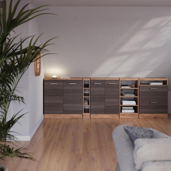 Kuchyňská skříňka pod šikmou střechu Vicco R-Line Ušlechtilá šedá 120 cm Sada 2 korpusů skříně hloubka 60 cm, Model 60132