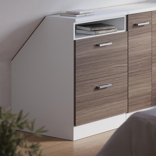Kuchyňská skříňka pod šikmou střechu Vicco R-Line Ušlechtilá šedá 60 cm se 2 zásuvkami, korpus skříně hloubka 60 cm, Model 60498