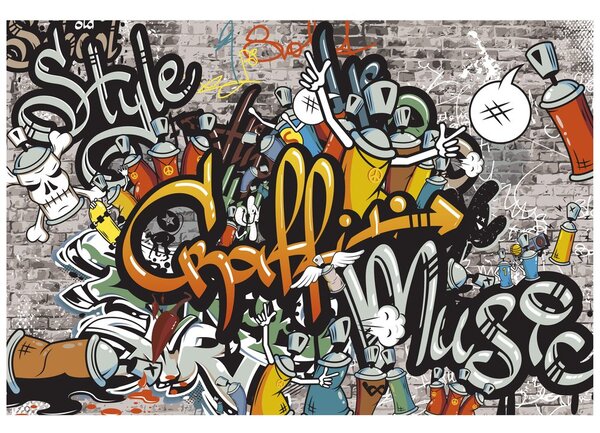 Tapeta graffiti na cihlové zdi