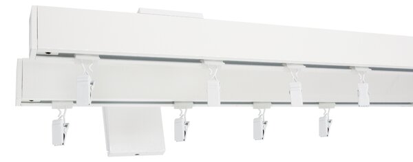 Kovovégarnýže.cz Garnýže Quadrato plug bílá lesklá Varianta jednořadá nebo dvouřadá: Jednořadá, Délka: 0-100cm, Uchycení látky: jezdec+šnekový háček