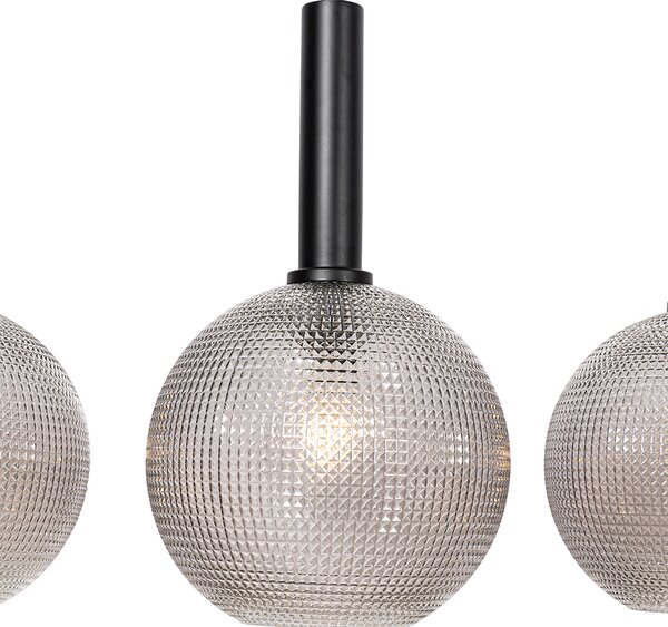 Designové závěsné svítidlo černé s kouřovým sklem 4-světlo - Chico