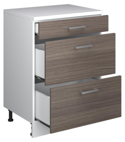 Kuchyňská skříňka pod šikmou střechu Vicco R-Line Ušlechtilá šedá 60 cm bez šikminy se 3 zásuvkami, Model 61729