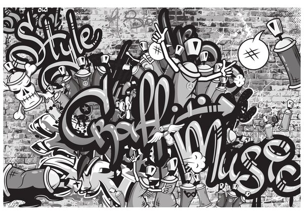 Tapeta šedé street art graffiti