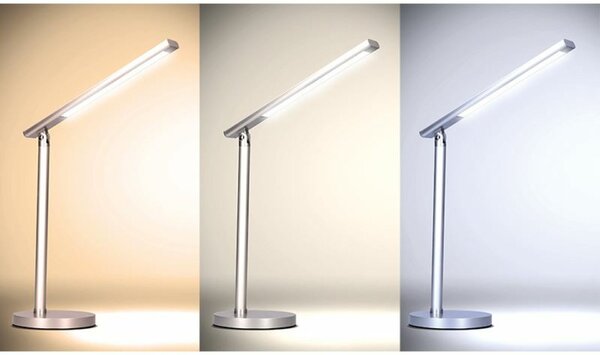 Solight LED stolní lampička, 7W, stmívatelná, změna chromatičnosti, stříbrná barva WO53-S