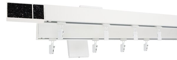 Kovovégarnýže.cz Garnýže Quadrato crystal dark bílá lesklá Varianta jednořadá nebo dvouřadá: Dvouřadá, Délka: 0-100cm, Uchycení látky: jezdec+šnekový háček
