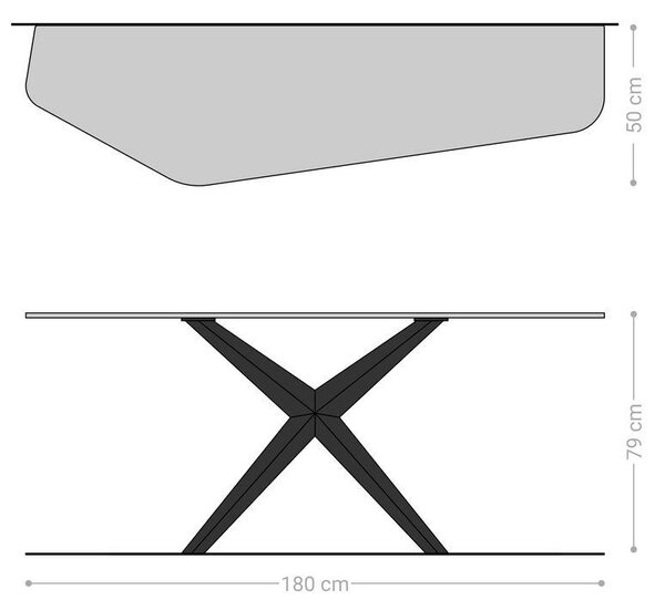 DELIFE Konzolový stůl Edge polygonální 180×50 cm keramika onyx champagne Zentharo kov titanová barva