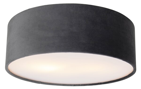 Moderní stropní svítidlo šedé 30 cm se zlatým interiérem - Drum