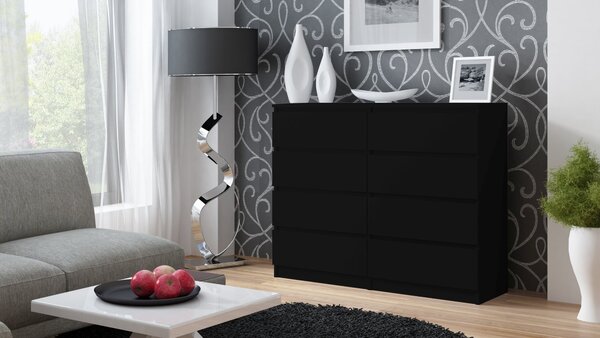 Topeshop M8 120 CZERŃ, Černá, 8 zásuvka/zásuvek, Dřevotřískové desky, Jednobarevný, Moderní, Dřevotřískové desky
