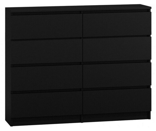 Topeshop M8 120 CZERŃ, Černá, 8 zásuvka/zásuvek, Dřevotřískové desky, Jednobarevný, Moderní, Dřevotřískové desky