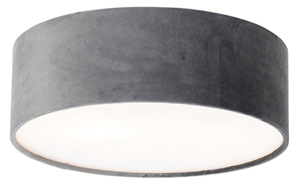 Plafondlamp grijs 30 cm met gouden binnenkant - Drum